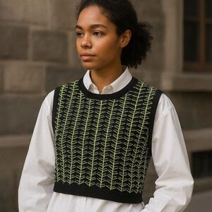 NWT Rachel Roy Black and Yellow Patterned Sleeveless Top XL